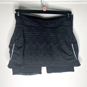 Athleta tribal skirt with bike shorts underneath